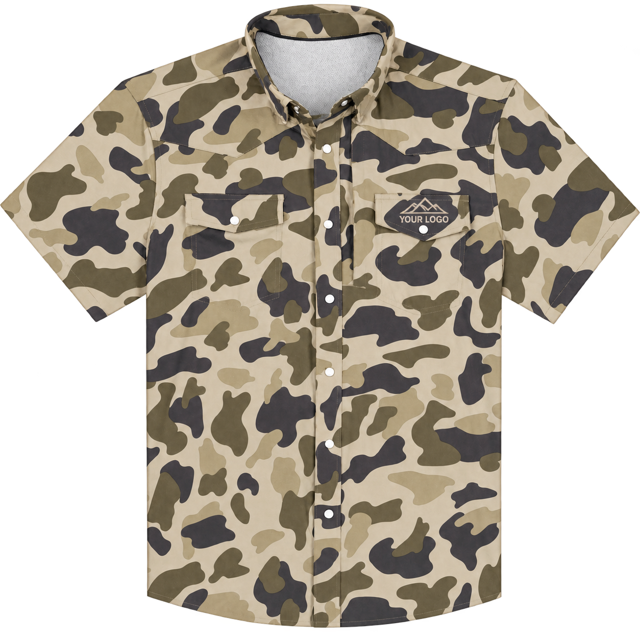 Outpost pearl snap with a co-brand chest logo